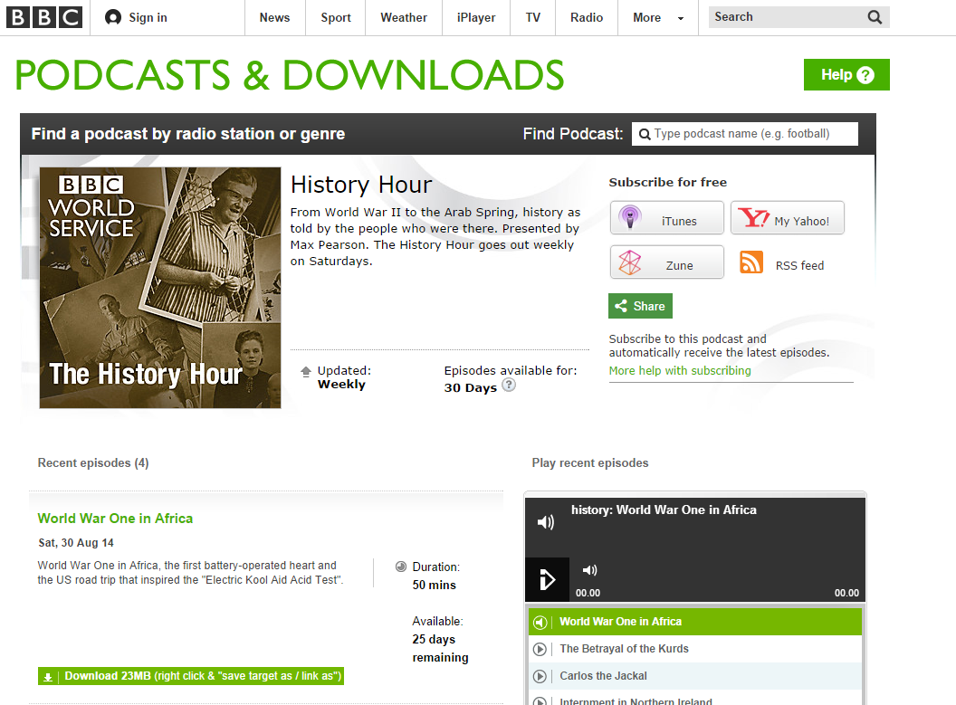 Edward Paice on BBC World Service History Hour