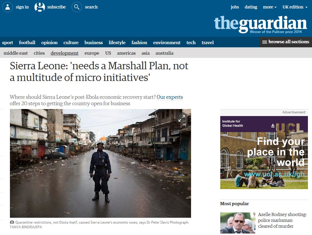 ARI's Jamie Hitchen participated in a live Q&A for The Guardian on the economic recovery in Sierra Leone post-Ebola
