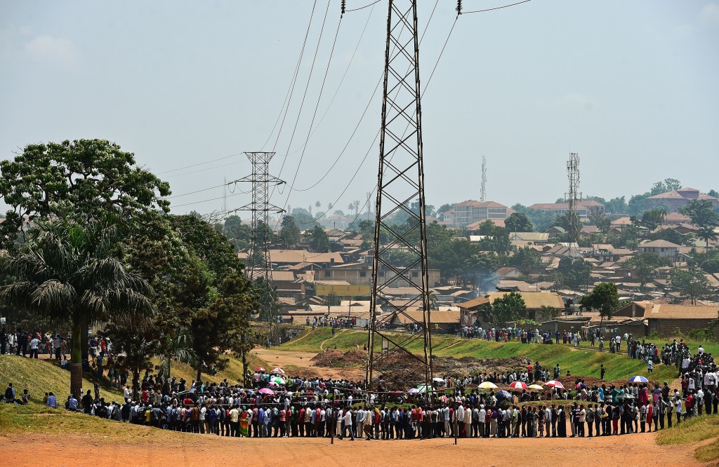 Ugandans wait to cast their ballots in Mukono: Credit Carl De Souza/AFP/Getty Images