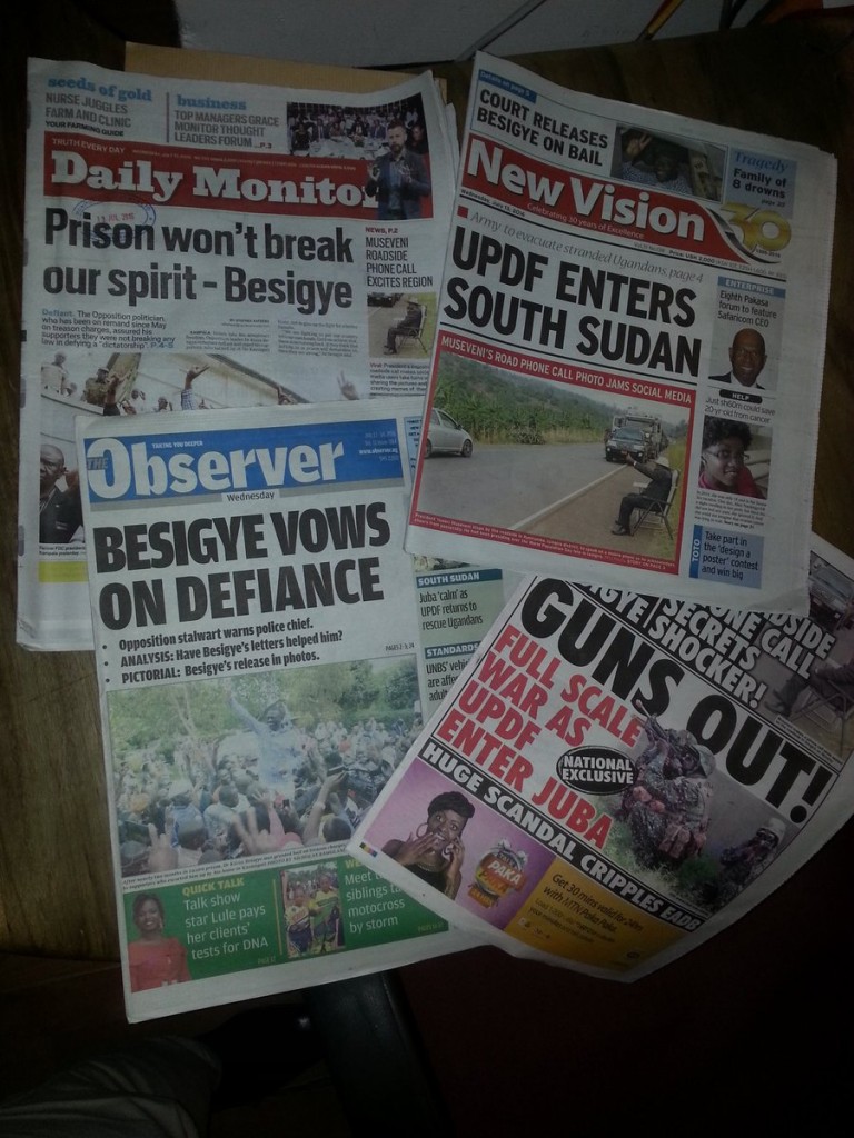 Uganda's leading newspapers react to the events of 12 July 2016