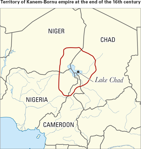 Territory of Kanem-Bornu empire at the end of the 16th century