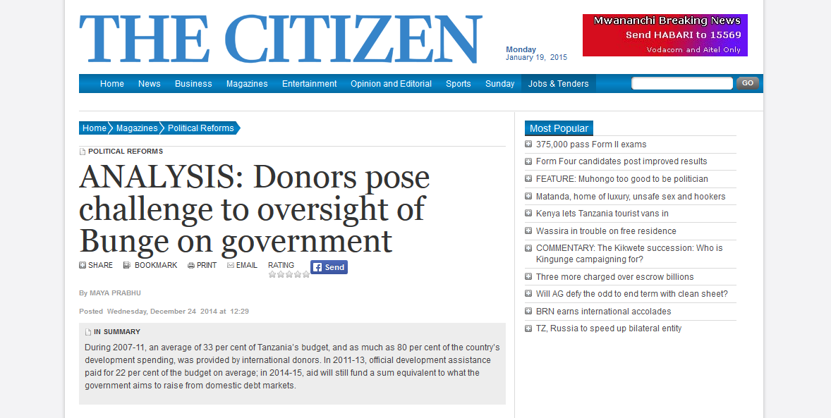 The Citizen, 24 December 2014 - Africa Research Institute