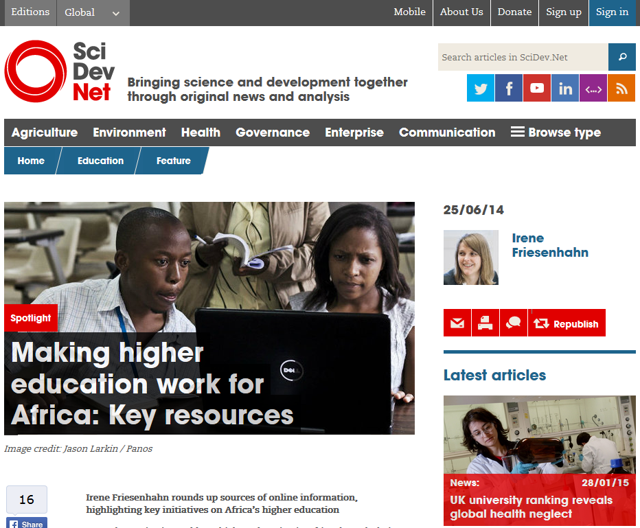SciDev features Africa Research Institute