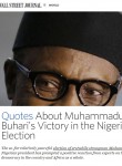 ARI director Edward Paice was quoted in The Wall Street Journal on Muhammadu Buhari's victory in the Nigerian elections